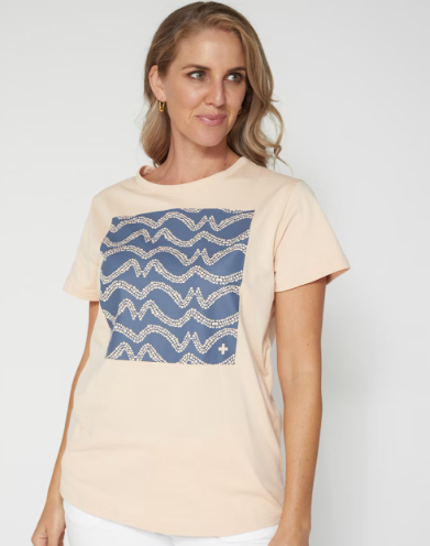 Stella + Gemma T shirt - Sand ocean waves