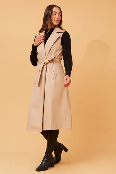 Faux Leather Trench Vest